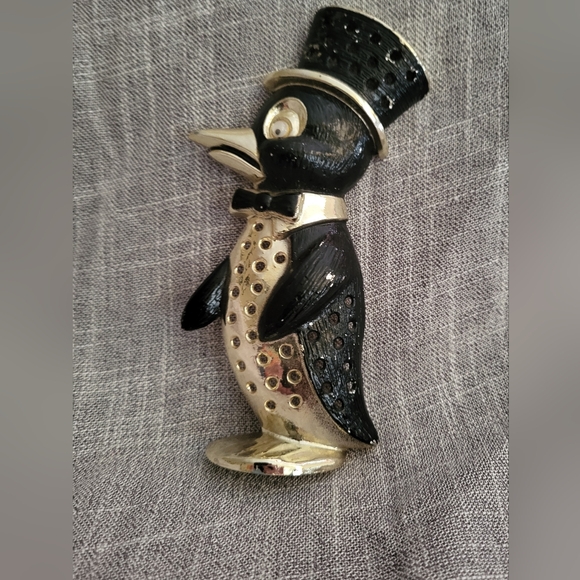 Vintage Brass Penguin Earring Holder Libby Jewelry Minder - Picture 5 of 8
